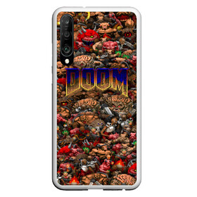 Чехол для Honor P30 с принтом Doom Все монстры (pixel art) в Курске, Силикон | Область печати: задняя сторона чехла, без боковых панелей | Тематика изображения на принте: 