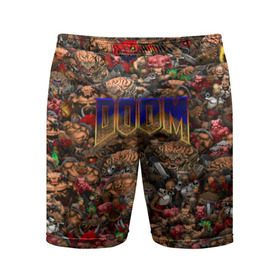 Мужские шорты 3D спортивные с принтом Doom. Все монстры (pixel art) в Курске,  |  | 