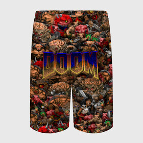 Детские спортивные шорты 3D с принтом Doom Все монстры (pixel art) в Курске,  100% полиэстер
 | пояс оформлен широкой мягкой резинкой, ткань тянется
 | Тематика изображения на принте: 