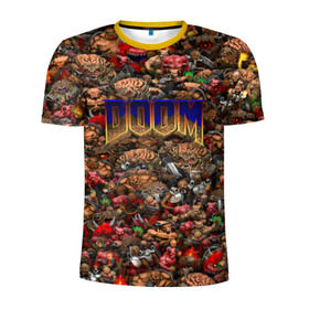 Мужская футболка 3D спортивная с принтом Doom. Все монстры (pixel art) в Курске, 100% полиэстер с улучшенными характеристиками | приталенный силуэт, круглая горловина, широкие плечи, сужается к линии бедра | 