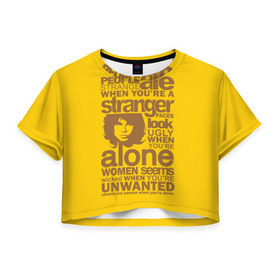 Женская футболка 3D укороченная с принтом Jim Morisson в Курске, 100% полиэстер | круглая горловина, длина футболки до линии талии, рукава с отворотами | doors | jim morisson | rock | джим моррисон | музыка | рок