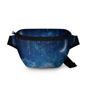Поясная сумка 3D с принтом Звездное небо в Курске, 100% полиэстер | плотная ткань, ремень с регулируемой длиной, внутри несколько карманов для мелочей, основное отделение и карман с обратной стороны сумки застегиваются на молнию | вселенная | галактика | звезды | небо | ночь