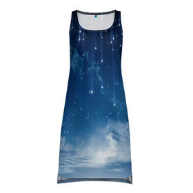 Платье-майка 3D с принтом Звездное небо в Курске, 100% полиэстер | полуприлегающий силуэт, широкие бретели, круглый вырез горловины, удлиненный подол сзади. | вселенная | галактика | звезды | небо | ночь