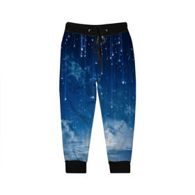 Детские брюки 3D с принтом Звездное небо в Курске, 100% полиэстер | манжеты по низу, эластичный пояс регулируется шнурком, по бокам два кармана без застежек, внутренняя часть кармана из мелкой сетки | вселенная | галактика | звезды | небо | ночь
