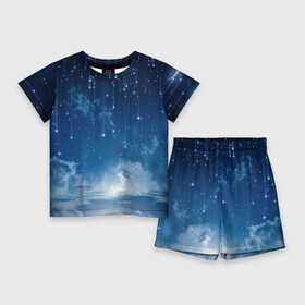 Детский костюм с шортами 3D с принтом Звездное небо в Курске,  |  | вселенная | галактика | звезды | небо | ночь