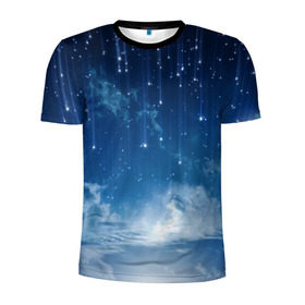Мужская футболка 3D спортивная с принтом Звездное небо в Курске, 100% полиэстер с улучшенными характеристиками | приталенный силуэт, круглая горловина, широкие плечи, сужается к линии бедра | вселенная | галактика | звезды | небо | ночь
