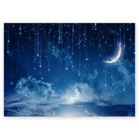 Поздравительная открытка с принтом Звездное небо в Курске, 100% бумага | плотность бумаги 280 г/м2, матовая, на обратной стороне линовка и место для марки
 | Тематика изображения на принте: вселенная | галактика | звезды | небо | ночь