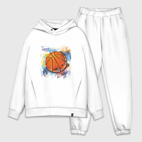 Мужской костюм хлопок OVERSIZE с принтом Баскетбольный мяч в штрихах в Курске,  |  | баскетбол | стилизация | штрихи