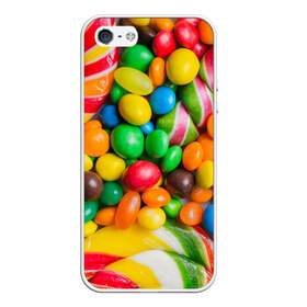 Чехол для iPhone 5/5S матовый с принтом Сладкоежка в Курске, Силикон | Область печати: задняя сторона чехла, без боковых панелей | вкуснотища | вкусняшки | глазурь | жевачка | карамель | карамельки | конфетки | конфеты | леденец | мармеладки | сахар | сладости