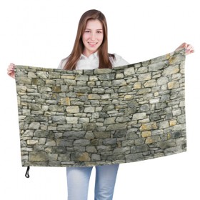 Флаг 3D с принтом Каменная стена в Курске, 100% полиэстер | плотность ткани — 95 г/м2, размер — 67 х 109 см. Принт наносится с одной стороны | 