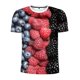 Мужская футболка 3D спортивная с принтом Сочные ягоды в Курске, 100% полиэстер с улучшенными характеристиками | приталенный силуэт, круглая горловина, широкие плечи, сужается к линии бедра | богатый урожай | брусника | ерга | земляника | клубника | клюква | малина | морожка | облепиха | рябина | смородина | сок | сочные плоды | фрукты | черника | черноплодка | шиповник | ягоды