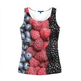 Женская майка 3D с принтом Сочные ягоды в Курске, 100% полиэстер | круглая горловина, прямой силуэт, длина до линии бедра | богатый урожай | брусника | ерга | земляника | клубника | клюква | малина | морожка | облепиха | рябина | смородина | сок | сочные плоды | фрукты | черника | черноплодка | шиповник | ягоды