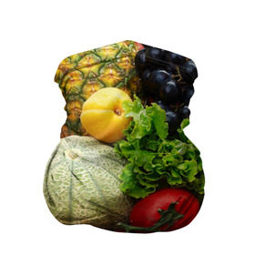 Бандана-труба 3D с принтом Богатый урожай в Курске, 100% полиэстер, ткань с особыми свойствами — Activecool | плотность 150‒180 г/м2; хорошо тянется, но сохраняет форму | Тематика изображения на принте: апельсин | баклажан | банан | богатый урожай | виноград | горох | еда | кабачок | капуста | картофель | лимон | морковь | овощи | огурец | перец | персик | помидор | слива | сочные плоды | томат | тыква
