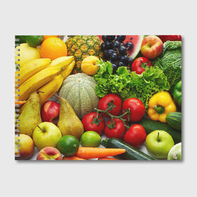 Альбом для рисования с принтом Богатый урожай в Курске, 100% бумага
 | матовая бумага, плотность 200 мг. | апельсин | баклажан | банан | богатый урожай | виноград | горох | еда | кабачок | капуста | картофель | лимон | морковь | овощи | огурец | перец | персик | помидор | слива | сочные плоды | томат | тыква