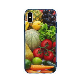 Чехол для Apple iPhone X силиконовый матовый с принтом Богатый урожай в Курске, Силикон | Печать на задней стороне чехла, без боковой панели | апельсин | баклажан | банан | богатый урожай | виноград | горох | еда | кабачок | капуста | картофель | лимон | морковь | овощи | огурец | перец | персик | помидор | слива | сочные плоды | томат | тыква