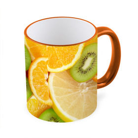 Кружка 3D с принтом Сочные фрукты в Курске, керамика | ёмкость 330 мл | Тематика изображения на принте: апельсин | грейпфрут | десерт | дольки | киви | кусочки фруктов | лайм | лимон | разрез | сечение | фреш | фрукты | цитрусовые