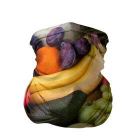 Бандана-труба 3D с принтом Спелые фрукты в Курске, 100% полиэстер, ткань с особыми свойствами — Activecool | плотность 150‒180 г/м2; хорошо тянется, но сохраняет форму | Тематика изображения на принте: ананас | арбуз | банан | богатый урожай | виноград | горох | груша | еда | капуста | картофель | лук | морковь | овощи | огурец | перец | персик | слива | сочные плоды | томат | фасоль | фрукты | яблоко