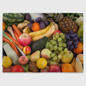 Плед 3D с принтом Спелые фрукты в Курске, 100% полиэстер | закругленные углы, все края обработаны. Ткань не мнется и не растягивается | ананас | арбуз | банан | богатый урожай | виноград | горох | груша | еда | капуста | картофель | лук | морковь | овощи | огурец | перец | персик | слива | сочные плоды | томат | фасоль | фрукты | яблоко