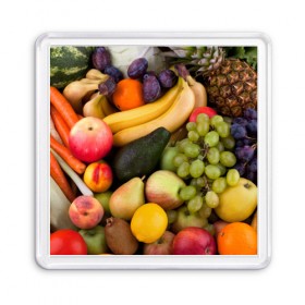 Магнит 55*55 с принтом Спелые фрукты в Курске, Пластик | Размер: 65*65 мм; Размер печати: 55*55 мм | Тематика изображения на принте: ананас | арбуз | банан | богатый урожай | виноград | горох | груша | еда | капуста | картофель | лук | морковь | овощи | огурец | перец | персик | слива | сочные плоды | томат | фасоль | фрукты | яблоко