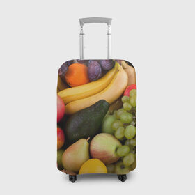 Чехол для чемодана 3D с принтом Спелые фрукты в Курске, 86% полиэфир, 14% спандекс | двустороннее нанесение принта, прорези для ручек и колес | ананас | арбуз | банан | богатый урожай | виноград | горох | груша | еда | капуста | картофель | лук | морковь | овощи | огурец | перец | персик | слива | сочные плоды | томат | фасоль | фрукты | яблоко