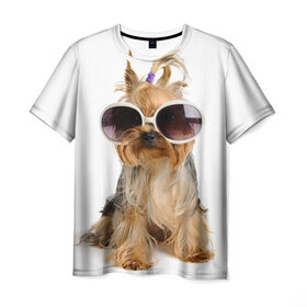Мужская футболка 3D с принтом Модница в Курске, 100% полиэфир | прямой крой, круглый вырез горловины, длина до линии бедер | fashion | животное | красавица | лучший друг | модница | няша | очки | причёска | собака | собачка | щенок | щеночек