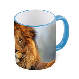 Кружка 3D с принтом Красавец лев в Курске, керамика | ёмкость 330 мл | lion | грива | дикая кошка | добыча | животное | зверь | клыки | когти | король джунглей | лев | мясо | хищник | царь зверей