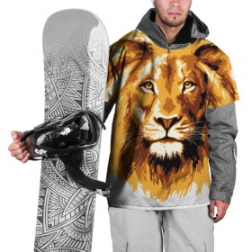 Накидка на куртку 3D с принтом Король джунглей в Курске, 100% полиэстер |  | lion | грива | дикая кошка | добыча | животное | зверь | искусство | картина | клыки | когти | король джунглей | лев | макет | мясо | набросок | портрет | хищник | царь зверей | эскиз