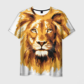 Мужская футболка 3D с принтом Король джунглей в Курске, 100% полиэфир | прямой крой, круглый вырез горловины, длина до линии бедер | lion | грива | дикая кошка | добыча | животное | зверь | искусство | картина | клыки | когти | король джунглей | лев | макет | мясо | набросок | портрет | хищник | царь зверей | эскиз