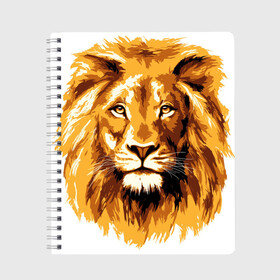 Тетрадь с принтом Король джунглей в Курске, 100% бумага | 48 листов, плотность листов — 60 г/м2, плотность картонной обложки — 250 г/м2. Листы скреплены сбоку удобной пружинной спиралью. Уголки страниц и обложки скругленные. Цвет линий — светло-серый
 | Тематика изображения на принте: lion | грива | дикая кошка | добыча | животное | зверь | искусство | картина | клыки | когти | король джунглей | лев | макет | мясо | набросок | портрет | хищник | царь зверей | эскиз