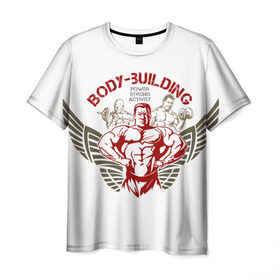 Мужская футболка 3D с принтом Body-building в Курске, 100% полиэфир | прямой крой, круглый вырез горловины, длина до линии бедер | gym | power | бодибилдинг | культуризм | сила | спорт | фитнес | штанга