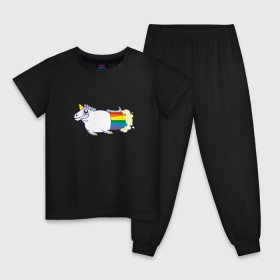 Детская пижама хлопок с принтом Радужный Единорожек в Курске, 100% хлопок |  брюки и футболка прямого кроя, без карманов, на брюках мягкая резинка на поясе и по низу штанин
 | Тематика изображения на принте: единорог | лошадь | радуга