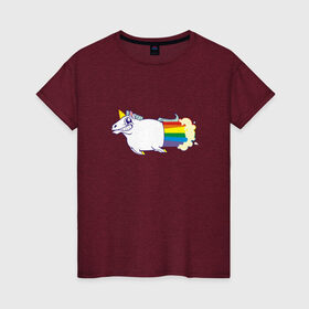 Женская футболка хлопок с принтом Радужный Единорожек в Курске, 100% хлопок | прямой крой, круглый вырез горловины, длина до линии бедер, слегка спущенное плечо | единорог | лошадь | радуга