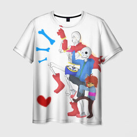 Мужская футболка 3D с принтом Undertale в Курске, 100% полиэфир | прямой крой, круглый вырез горловины, длина до линии бедер | 