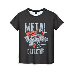 Женская футболка 3D с принтом Metal Detector в Курске, 100% полиэфир ( синтетическое хлопкоподобное полотно) | прямой крой, круглый вырез горловины, длина до линии бедер | metal | кровь | метал | мызыка | новинки | рок | тяжелый | череп