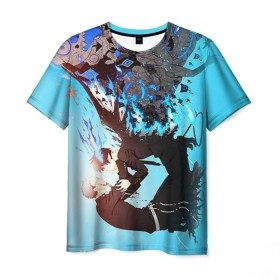 Мужская футболка 3D с принтом Blue Exorcist в Курске, 100% полиэфир | прямой крой, круглый вырез горловины, длина до линии бедер | Тематика изображения на принте: anime | ao no exorcist | экзорцист