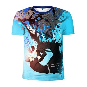 Мужская футболка 3D спортивная с принтом Blue Exorcist в Курске, 100% полиэстер с улучшенными характеристиками | приталенный силуэт, круглая горловина, широкие плечи, сужается к линии бедра | anime | ao no exorcist | экзорцист