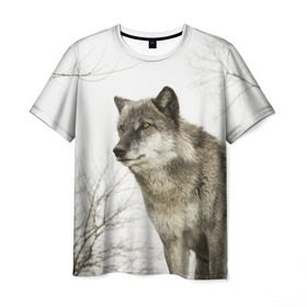 Мужская футболка 3D с принтом Волк во весь рост в Курске, 100% полиэфир | прямой крой, круглый вырез горловины, длина до линии бедер | волк | хищник
