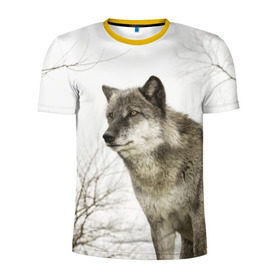 Мужская футболка 3D спортивная с принтом Волк во весь рост в Курске, 100% полиэстер с улучшенными характеристиками | приталенный силуэт, круглая горловина, широкие плечи, сужается к линии бедра | Тематика изображения на принте: волк | хищник