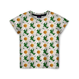 Детская футболка 3D с принтом Ромашки в Курске, 100% гипоаллергенный полиэфир | прямой крой, круглый вырез горловины, длина до линии бедер, чуть спущенное плечо, ткань немного тянется | лето | природа | цветы