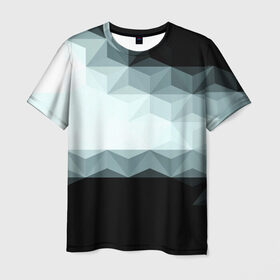 Мужская футболка 3D с принтом Abstract в Курске, 100% полиэфир | прямой крой, круглый вырез горловины, длина до линии бедер | Тематика изображения на принте: 3d | абстракции | геометрия | желтый | краска | многоугольник | новый | полигон | прикольные | сетка | синий | цветные