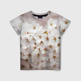 Детская футболка 3D с принтом Весеннее цветение в Курске, 100% гипоаллергенный полиэфир | прямой крой, круглый вырез горловины, длина до линии бедер, чуть спущенное плечо, ткань немного тянется | белый | весна | лепестки | прикольные картинки | цветочки | цветы
