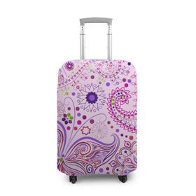 Чехол для чемодана 3D с принтом Lady Butterfly в Курске, 86% полиэфир, 14% спандекс | двустороннее нанесение принта, прорези для ручек и колес | винтаж | воздушный | индийские | кружева | новинки | узор | цветок | цветочный | этнические
