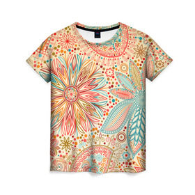 Женская футболка 3D с принтом Коллекция Uniqlo в Курске, 100% полиэфир ( синтетическое хлопкоподобное полотно) | прямой крой, круглый вырез горловины, длина до линии бедер | графика | каракули | красивый | лето | мода | новинки | орнамент | природа | рисунок | стиль