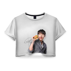 Женская футболка 3D укороченная с принтом Дорамы в Курске, 100% полиэстер | круглая горловина, длина футболки до линии талии, рукава с отворотами | дорама