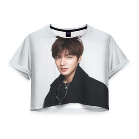 Женская футболка 3D укороченная с принтом Lee Min Ho в Курске, 100% полиэстер | круглая горловина, длина футболки до линии талии, рукава с отворотами | дорама