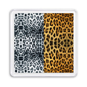 Магнит 55*55 с принтом Леопард/Снежный Барс в Курске, Пластик | Размер: 65*65 мм; Размер печати: 55*55 мм | textures | барс | животное | леопард | пятна | снежный | текстура | чёрное с белым