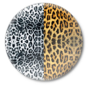 Значок с принтом Леопард/Снежный Барс в Курске,  металл | круглая форма, металлическая застежка в виде булавки | textures | барс | животное | леопард | пятна | снежный | текстура | чёрное с белым