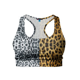 Женский спортивный топ 3D с принтом Леопард/Снежный Барс в Курске, 82% полиэстер, 18% спандекс Ткань безопасна для здоровья, позволяет коже дышать, не мнется и не растягивается |  | textures | барс | животное | леопард | пятна | снежный | текстура | чёрное с белым