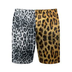 Мужские шорты спортивные с принтом Леопард/Снежный Барс в Курске,  |  | textures | барс | животное | леопард | пятна | снежный | текстура | чёрное с белым