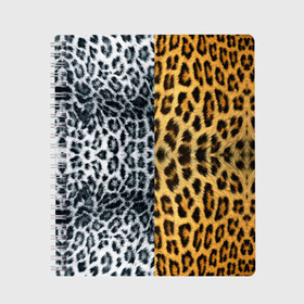 Тетрадь с принтом Леопард Снежный Барс в Курске, 100% бумага | 48 листов, плотность листов — 60 г/м2, плотность картонной обложки — 250 г/м2. Листы скреплены сбоку удобной пружинной спиралью. Уголки страниц и обложки скругленные. Цвет линий — светло-серый
 | textures | барс | животное | леопард | пятна | снежный | текстура | чёрное с белым